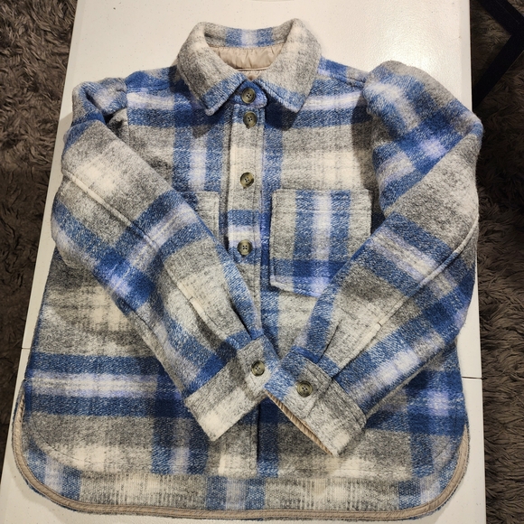 GAP Woman Blue and Gray Checkered Button Down Shirt S/P - Picture 7 of 9